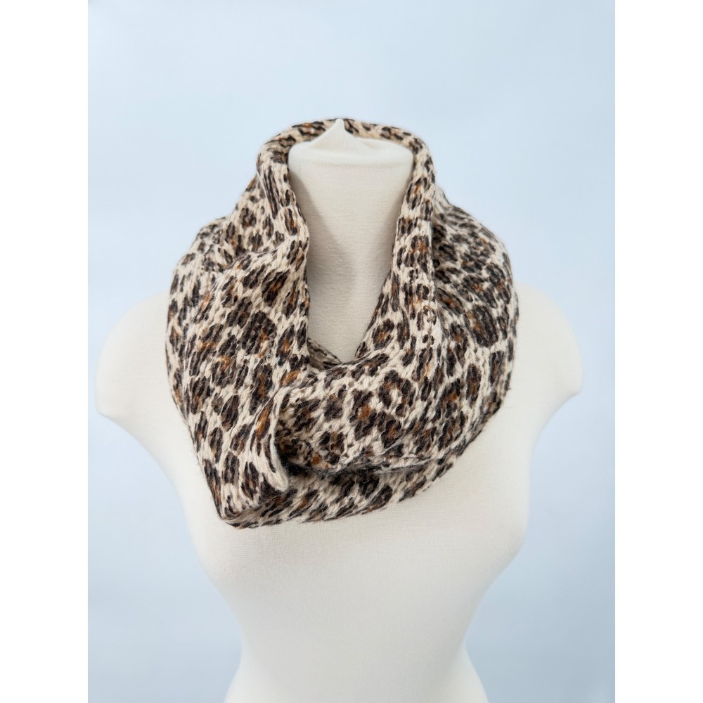 BP Leopard Infinity Scarf Womens OS Tan Brown Animal Print Knit Winter Cozy
